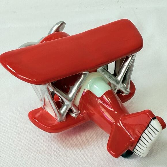 Red Barron Ceramic Plane With Flyer Trinket Box - Picture 3 of 9
